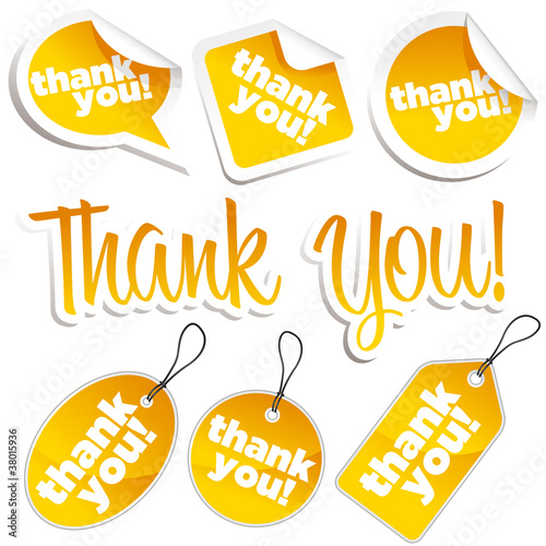 Vector: Thank you Stickers and Tags Thank you Stickers and Tags