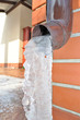 frozen water in the gutter
