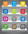 vector grey shelves with computer icons