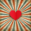 retro greeting card ,heart and cupid with ray background