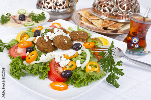 Photo: Falafel Salad with Pita and Hummus Falafel Salad with Pita and Hummus