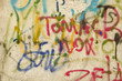 Colorful paintings old building wall background