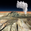 Volcanic eruption  on the huge fault
