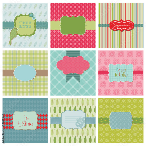 Vector: Set of Beautiful Cards - for birthday, wedding, congratulation, Set of Beautiful Cards - for birthday, wedding, congratulation,