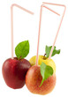 concept pommes à boire sur fond blanc concept pommes à boire sur fond blanc