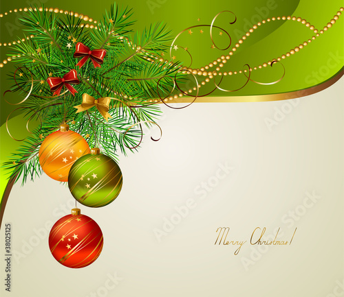 Vector: Christmas background with three evening balls Christmas background with three evening balls