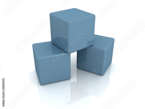 Illustration: Blue construction building blocks tower stack Blue construction building blocks tower stack