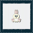 Rabbit on white frame with blue edges