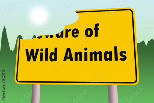 Illustration: beware of wild animals warning sign beware of wild animals warning sign