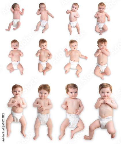 Photo: Baby One Year Growth on White Baby One Year Growth on White