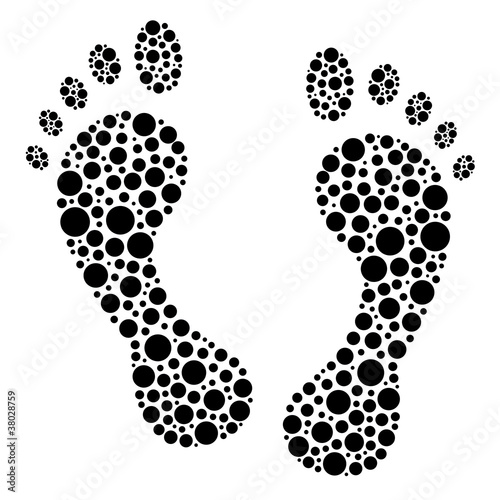 Vector: Circular dot footprints vector illustration. Circular dot footprints vector illustration.