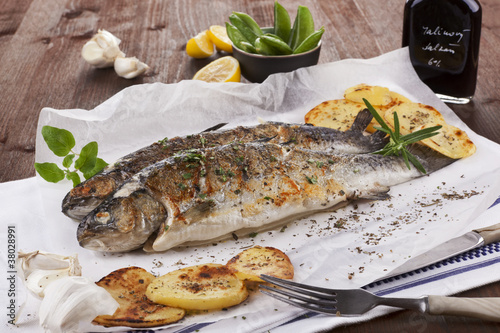 Photo: Grilled trouts. Grilled trouts.