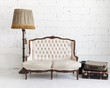 leather sofa in white room