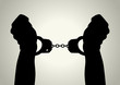 Silhouette illustration of human hands handcuffed