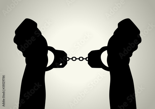 Vector: Silhouette illustration of human hands handcuffed Silhouette illustration of human hands handcuffed