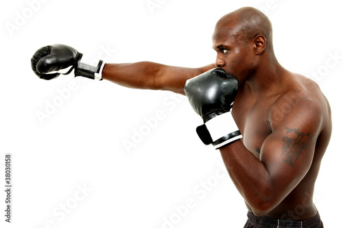 Photo: Attractive Black Male Boxer Over White Attractive Black Male Boxer Over White