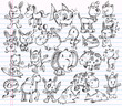 Doodle Sketch Animal Vector Design set Doodle Sketch Animal Vector Design set