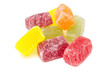 Different fruit jellies on white background Different fruit jellies on white background