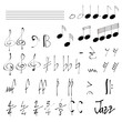 music notes and symbols (drawn freehand)