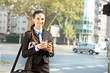businesswoman going to work in morning