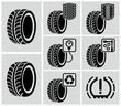 Vector black tire icons.