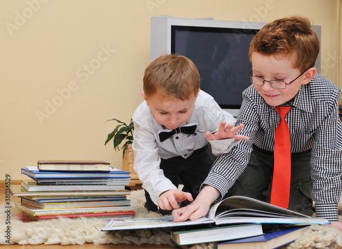 Photo: boys with books boys with books
