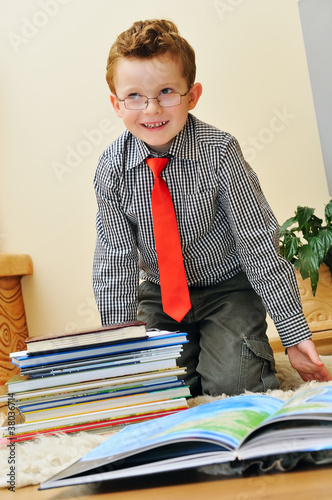 Photo: boy with books boy with books