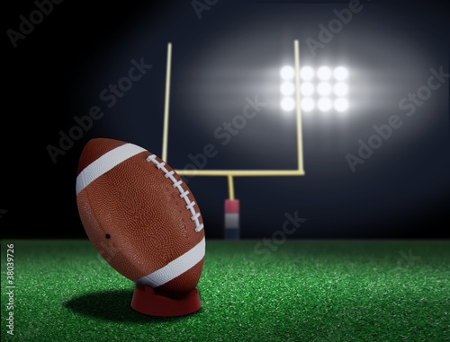 Illustration: Football on tee ready to be kicked off Football on tee ready to be kicked off