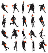 Basketball players 20 poses silhouettes Basketball players 20 poses silhouettes