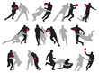 Rugby action group poses silhouette 01 Rugby action group poses silhouette 01