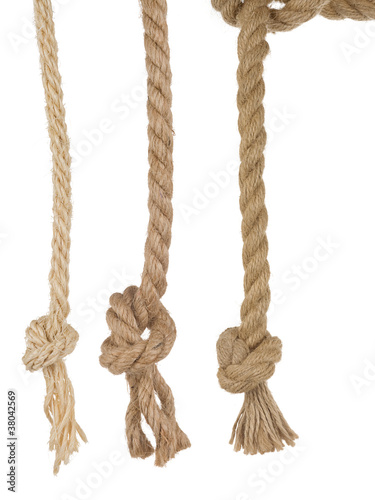 Photo: ship ropes with knot on white ship ropes with knot on white
