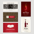 Set of 5 detailed business cards. For cafe and restaurant Set of 5 detailed business cards. For cafe and restaurant