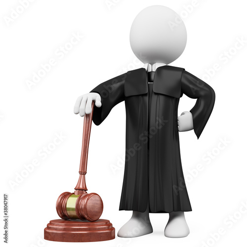 Ilustración: 3D judge with robe and hammer 3D judge with robe and hammer