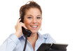 freundliche frau am servicetelefon