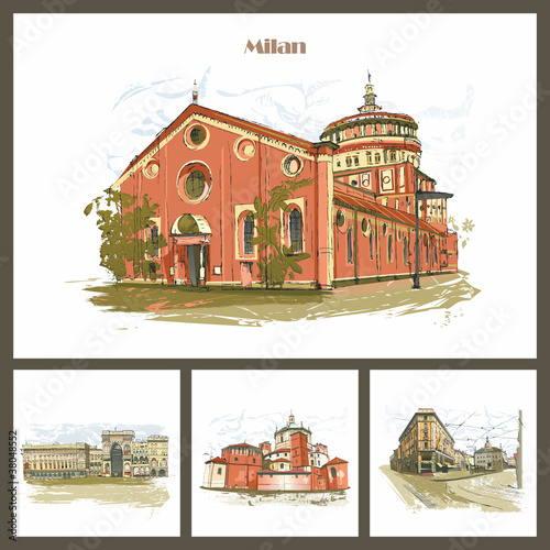 Illustration: Milan in Italy. Church of Santa Maria delle Grazie Milan in Italy. Church of Santa Maria delle Grazie