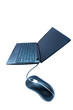 Laptop with mouse, isolated on white