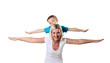 mother with son in studio
