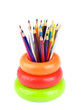 Multi Colored pencils in a figure of a pyramid Multi Colored pencils in a figure of a pyramid