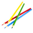Multi colored pencils in a corner on a white background Multi colored pencils in a corner on a white background