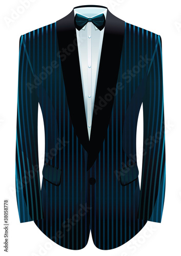 Vector: Vector illustration of striped tuxedo and neck-tie. Vector illustration of striped tuxedo and neck-tie.