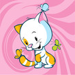 cute kitty play with butterfly