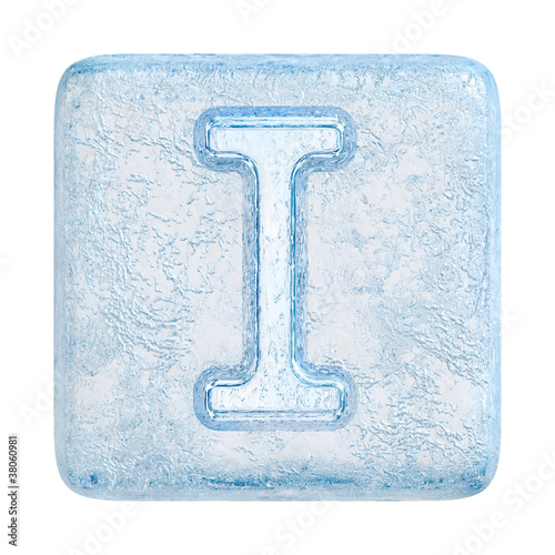 Illustration: Ice cubes Font. Letter I Ice cubes Font. Letter I