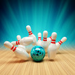 Illustration: Bowling Strike blau Bowling Strike blau