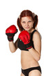 Girl in fighting gloves