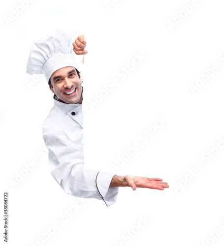 Photo: Professional chef man. Professional chef man.