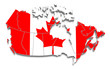 Canada flag map on white isolated