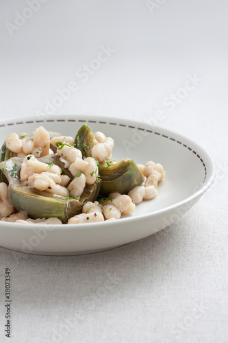 Photo: Artichokes and white beans Artichokes and white beans