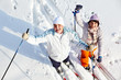 Cheerful skiers
