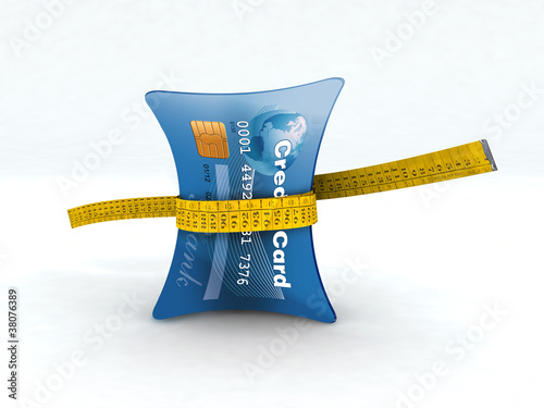 Illustration: credit card in measuring tape credit card in measuring tape