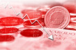 Arrow graph going down and polish currency in background